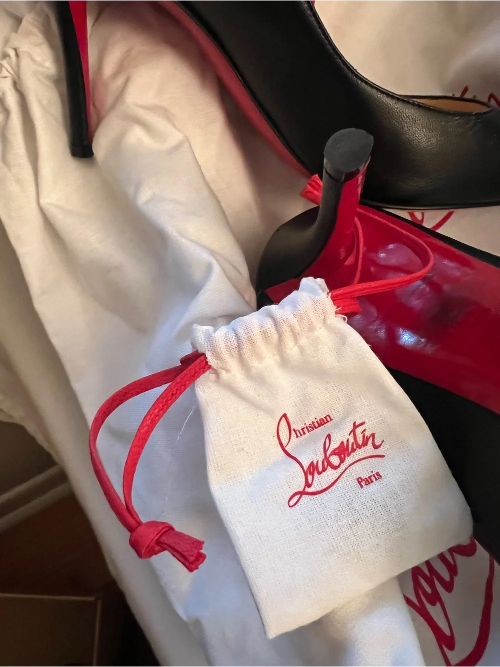 Christian Louboutin Black Leather Pumps with Red Soles